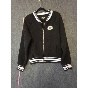 Green Bay Packers Jacket Womens Small Black NFL Football Sherpa Team Apparel